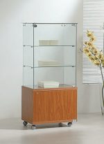 Vetrina Top Cristallo con Mobile 60x40xh130 cm OF614M Made in Italy Colore Ciliegio