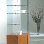 Vetrina Angolare Cristalli Temperati con Mobiletto 68x68xh180 cm LL OF718M Made in Italy Colore Ciliegio