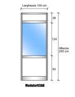 Modulo Iniziale Finale Parete Divisoria In Vetro Trasparente Alluminio E Bachelite Con Porta Colore Verde Mix - H2550xl1000 mm - Italfrom