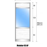 Modulo Continuativo Parete Divisoria In Vetro Trasparente Luce Alluminio E Perline Con Porta - H2550xl1000 mm Colore Marrone Ral 8017 - Italfrom