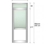 Modulo Iniziale/Finale Parete Divisoria In Alluminio Vetro Luce Opale E Bachelite Con Porta - H2550xl1000 mm - Colore Avorio Ral 1013 Italfrom