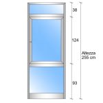 Modulo Iniziale/Finale Parete Divisoria In Vetro Trasparente Luce Alluminio E Bachelite Con Finestra - H2550xl1000 mm -Colore Verde Mix Italfrom