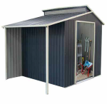 Casetta Ripostiglio Per Giardino In Lamiera Zincata Gray Con Porticato 278x127 cm