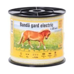 Nastro recinto elettrico 20 mm, 200 m, resistenza alla rottura 90 kg, resistenza elettrica 0,4 Ω/m.
