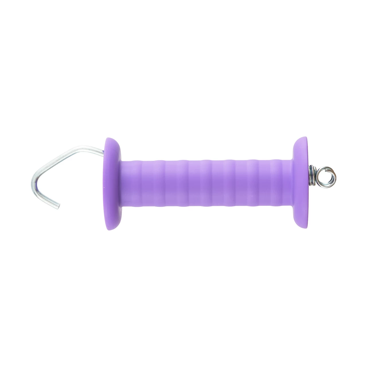 3898-maniglia-viola-cancello.webp Maniglia viola per cancello recinto elettrico con gancio e molla - immagine 1