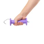 Maniglia viola per cancello recinto elettrico con gancio e molla - immagine 5