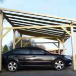 Tettoia  2 posti auto - spiovente singolo 12° = 21% predisposto per copertura leggera : vasca acciaio, ecc 3,90 x 5,86 m  4,50 x 6,32 x 3,38 m peso kg 480