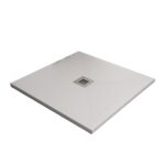Piatto doccia bianco in marmoresina con griglia inox e Piletta Gratis - SERIE ATHENA Dimensioni 90x90 cm