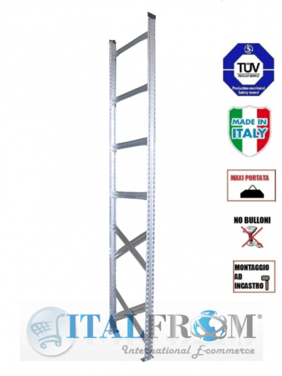 zoom_1999-0-6067804d.jpg Spalla per scaffalature metalliche completa di diagonali , distanziali e basi Alta 300 cm prof 40 cm Portata 1500kg - immagine 1