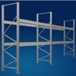 SCAFFALATURA INDUSTRIALE PORTAPALLET LUNGHEZZA 8,60 METRI , ALTEZZA 300 cm PROF.100 cm CON 2 LIVELLI DI CARICO - portata media