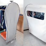 Guardaroba su Ruote in Acciaio Inox con Copertura in Tessuto