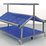 BANCARELLA MOBILE IN  INOX  E   PIANI IN PLASTICA  L=900 mm
