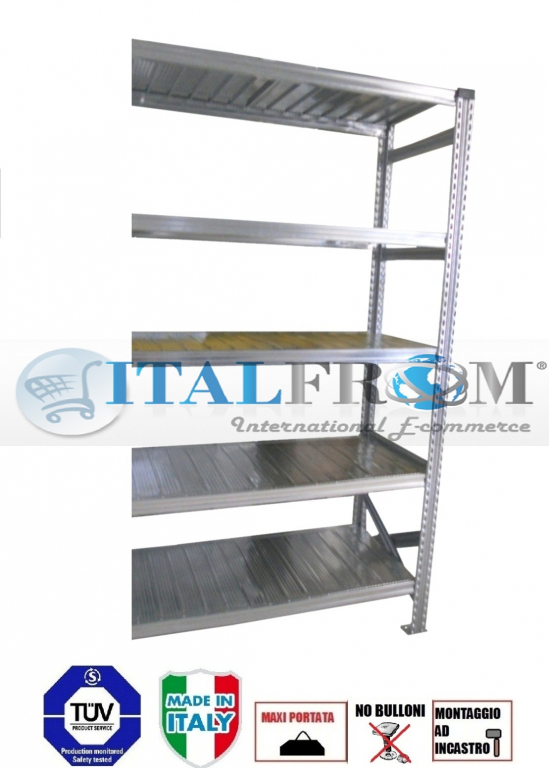 zoom_4135-0-6067804d.jpg z MODULO CONTINUATIVO- scaffalatura da magazzino zincata H 250 cm , L 150 cm , PROF.50 cm , con 5 ripiani ,PORTATA OGNUNO 145 Kg - immagine 1