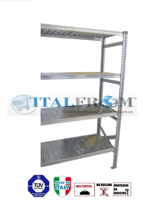 zoom_4175-0-6067804d.jpg z MODULO CONTINUATIVO- scaffalatura da magazzino zincata H 200 cm , L 90 cm , PROF.50 cm , con 4 ripiani,PORTATA OGNUNO 185 Kg - immagine 1