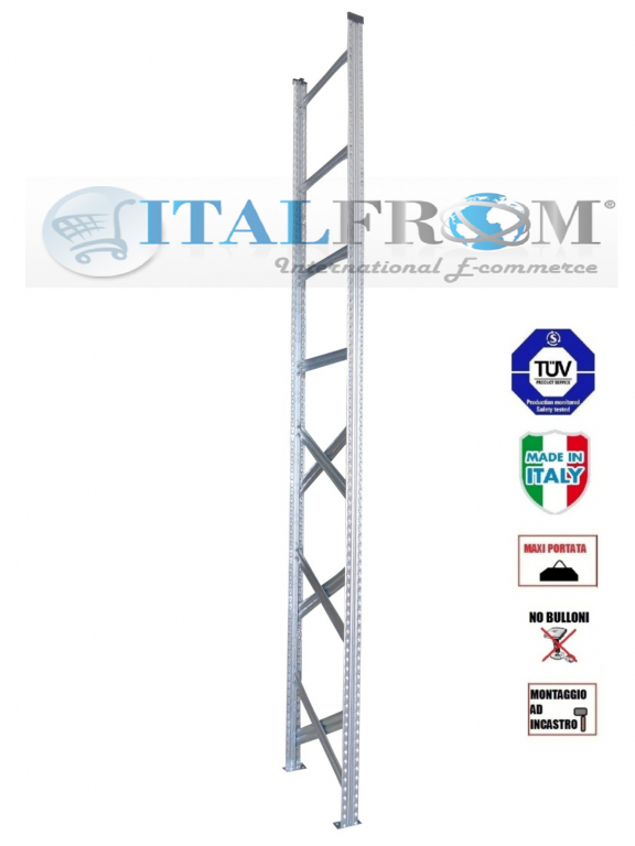 zoom_5187-0-6067804d.jpg Spalla per scaffalature metalliche completa di diagonali , distanziali e basi Alta 350 cm Prof 70 cm Portata 2000kg - immagine 1