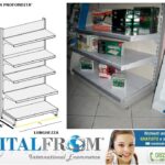 Scaffale negozio  murale  L 101, H 250 , Prof. 40 CM, base + 4 ripiani