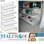 z-MODULO CONTINUATIVO Scaffale murale L133, H250 ,Prof.base e 1 ripiano 50cm +3 ripiani da 40cm