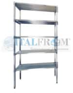 MODULO INIZIALE - Scaffalatura in acciaio INOX , H 250 cm , L 150 cm , PROF. 50 cm , con 5 ripiani