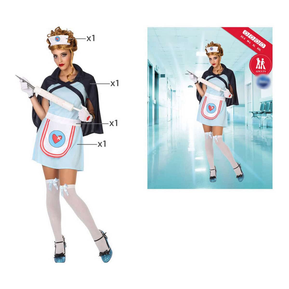 8422259540939_S1111076_P1-v_13.jpg Costume per Adulti Infermiera Multicolore (4 Pezzi) (4 pcs) Taglia XL - immagine 1