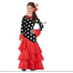 Costume per Adulti Flamenca Nero Rosso Spagna Taglia 3-4 Anni