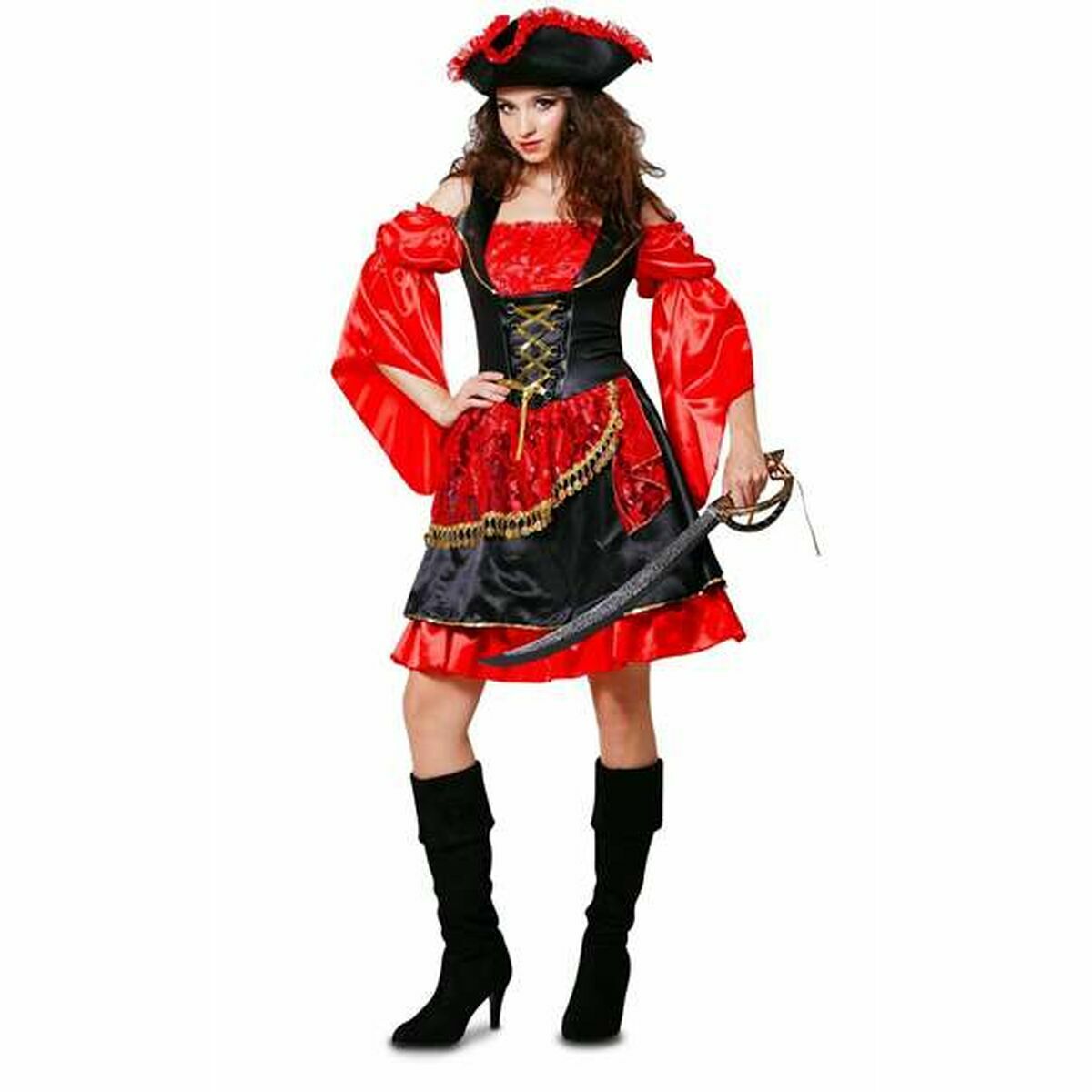 8435408282628_S2428777_P02.jpg Costume per Adulti My Other Me Descarada Pirata Rosso Taglia M - immagine 1