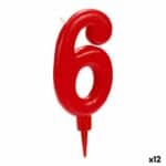 Candela Compleanno Numeri 6 Rosso (12 Unità)