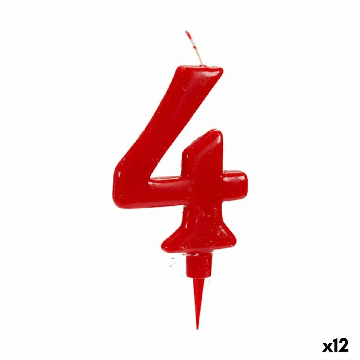 S3624803_P0_WBG_icon1.jpg Candela Compleanno Rosso Numeri 4 (12 Unità) - immagine 1