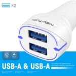 Caricatore Auto CC20 36W 2USB QC3.0 Doppia Ricarica Rapida 18W+18W Bianco - immagine 5