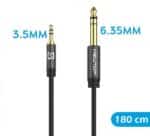 Cavo Audio AUX 6.35mm a 3.5mm 180cm Placcato Oro AUX08