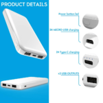 NEWTOP PB30 Power Bank 10000mAh - Ricarica Portatile e Duratura Bianco - immagine 3