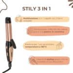Stily Piastra Capelli 3 in 1 Ceramica Liscio Frisè Ondulato 180°C 55W Digiquest - immagine 3