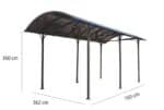 Carport/Tettoia Arrotondata per Furgoni e Camper in Alluminio e Policarbonato  - cm 360  x 760 cm - immagine 2