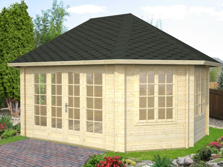 zoom_8340-0-63415148.jpg Casetta da Giardino Esagonale in Legno d' Abete Nordico(44mm) - Diametro 421/571 cm - immagine 1