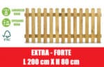 Steccato in Legno di Pino con Doghe - Dimensioni: L 200cm x H 80cm