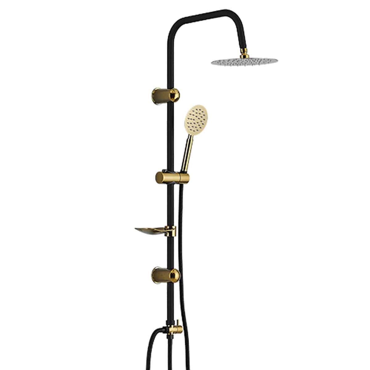 8430025016786_S6505332_P00.jpg Colonna doccia Fontastock Nero Dorato Acciaio inossidabile ABS Cromato - immagine 1