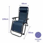Marbueno Sedia a Sdraio Pieghevole in Acciaio con Cuscino Giardino e Piscina 90X66X108 cm Gravità Zero Blu Scuro 10011 - immagine 2
