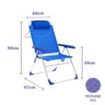 Sedia Pieghevole Marbueno 5 Posizioni Alluminio con Cuscino Blu da Spiaggia e Piscina 67X66X99 cm 10247 - immagine 2