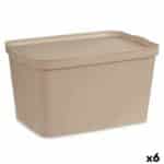 Scatola portaoggetti con coperchio Kipit Beige Plastica 24 L (6 Unità)