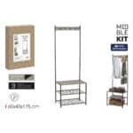 Appendiabiti con ripiano MobleKit Nero Grigio Legno Metallo 160 x 40 x 175 cm (3 Unità)3X - immagine 2