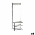 Appendiabiti con ripiano MobleKit Nero Grigio Legno Metallo 160 x 40 x 175 cm (3 Unità)3X