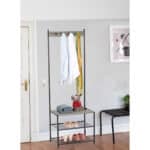 Appendiabiti con ripiano MobleKit Nero Grigio Legno Metallo 160 x 40 x 175 cm (3 Unità)3X - immagine 3
