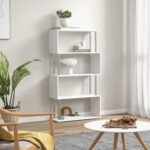 Libreria a 4 Ripiani Design Moderno in Legno e Metallo, Libreria Scaffale per Soggiorno, Studio, Ufficio, 80x30x145cm Bianca - immagine 2