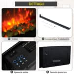 Caminetto Elettrico da Parete con Effetto Fiamma Colorato e Telecomando, Camino Elettrico 18W con Temperatura Regolabili, Termostato, Timer e Protezione da Surriscaldamento, Nero - immagine 5