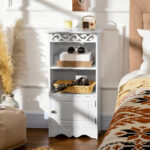 Mobiletto da terra e un Armadietto 2 Ripiani Anta in MDF Bianco Bagno MDF 40L x 23P x 80A cm Bianco - immagine 2