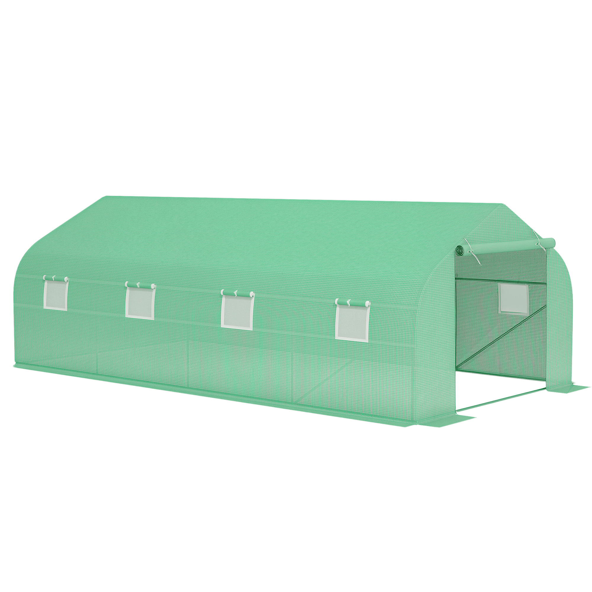 1oq924197d9d32d54.png Serra a Tunnel con 8 Finestrelle Laterali e Ingresso Avvolgibile, in PE e Acciaio, 6x3x2 m, Verde - immagine 1