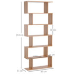 Libreria Legno Design Moderno con 6 Ripiani Legno Naturale 80 × 23 × 192cm - immagine 3