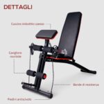 Panca Multifunzione Regolabile per Addominali, Panca Pesi Palestra per Allenamento Braccia e Gambe 54x160x106cm, Nero e Rosso - immagine 8