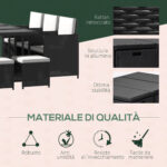 Set di Mobili da Giardino Esterno Set da Pranzo 11pz con Cuscini Nero - immagine 7