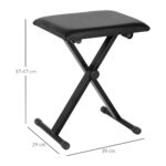 Panca per Pianoforte Imbottita Altezza Regolabile Pieghevole Antiscivolo, Nero, 39x29x47cm - immagine 3