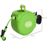 Avvolgitubo da Giardino Retrattile con Tubo dell'Acqua 20 m, Rullo Avvolgitubo da Parete Girevole a 180°, Avvolgitubo Automatico Tubo da Giardino per Irrigazione in plastica, Verde - immagine 3